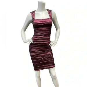 Le Chateau Ruched Purple Plum  Sleeveless Mini Dress Size Small